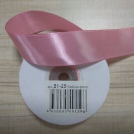 Лента атлас Чайная роза, 2,5см, 1м