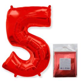 Шар цифра 5, красный