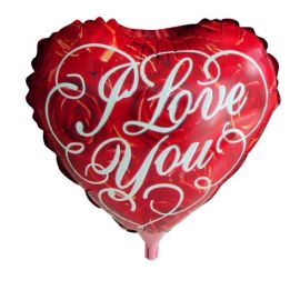 Шар-сердце I love you, красные розы