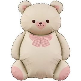 Шар Мишка песочный, с розовым бантом