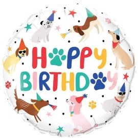 Шар-круг Happy Birthday, собачки