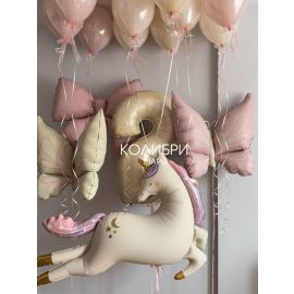 Набор шаров для девочки с единорогом и бабочками