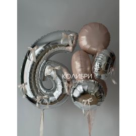 Набор шаров с цифрой с бантиками