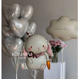 Набор шаров на выписку с зайкой