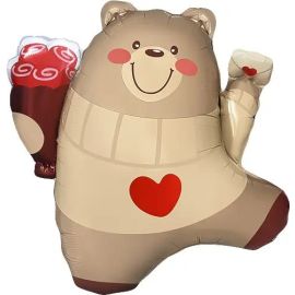 Шар Мишка с букетом и письмом