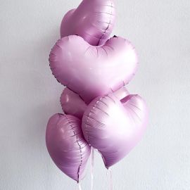 Связка из 5 розовых больших сердец