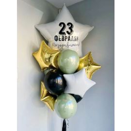 Пышная связка шаров на 23 февраля